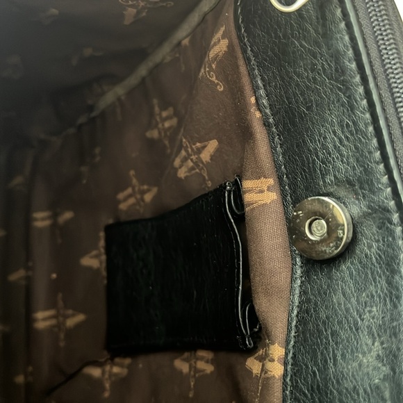 American West Tooled Leather Bag Merlot Red & Black Silver Concho and Hardware - Picture 6 of 16